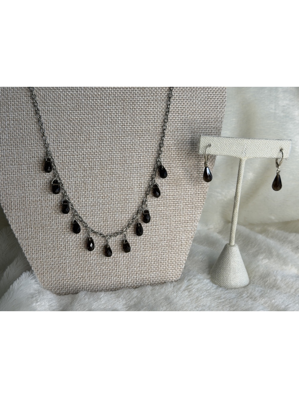 Vintage Silpada Retired Smoky Quartz Set N1037 Necklace and W1038 Earrings